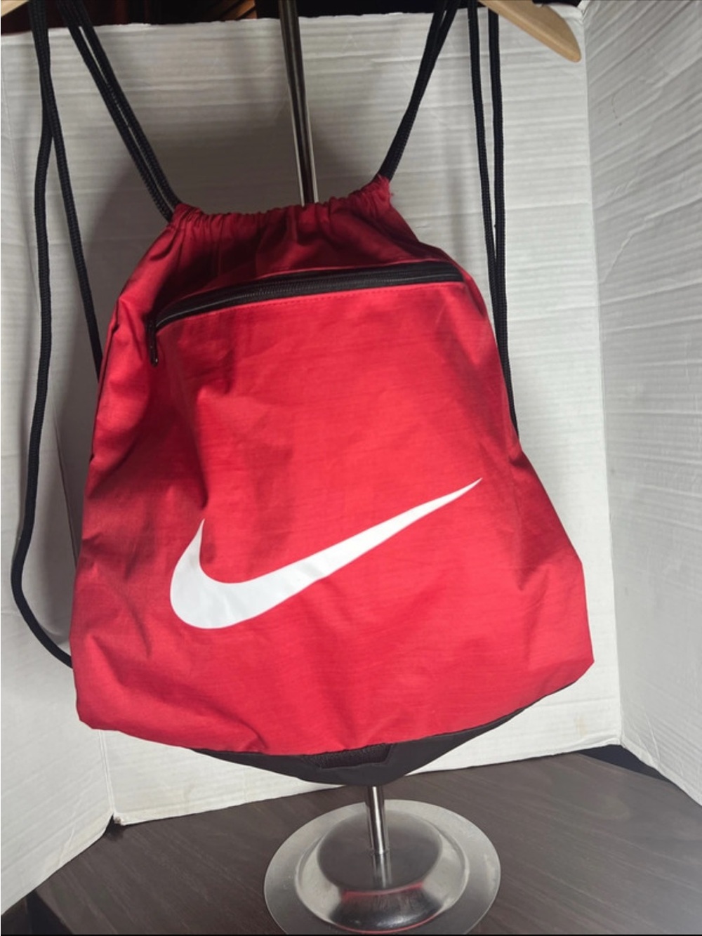 Nike Red Drawstring Backpack with White Swoosh
